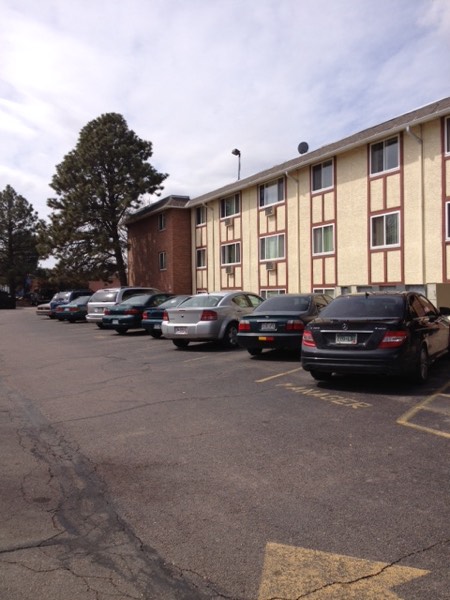 Off-street parking lot beside the apartment building